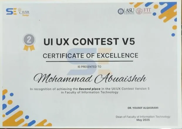 2nd place, UI/UX Contest V5