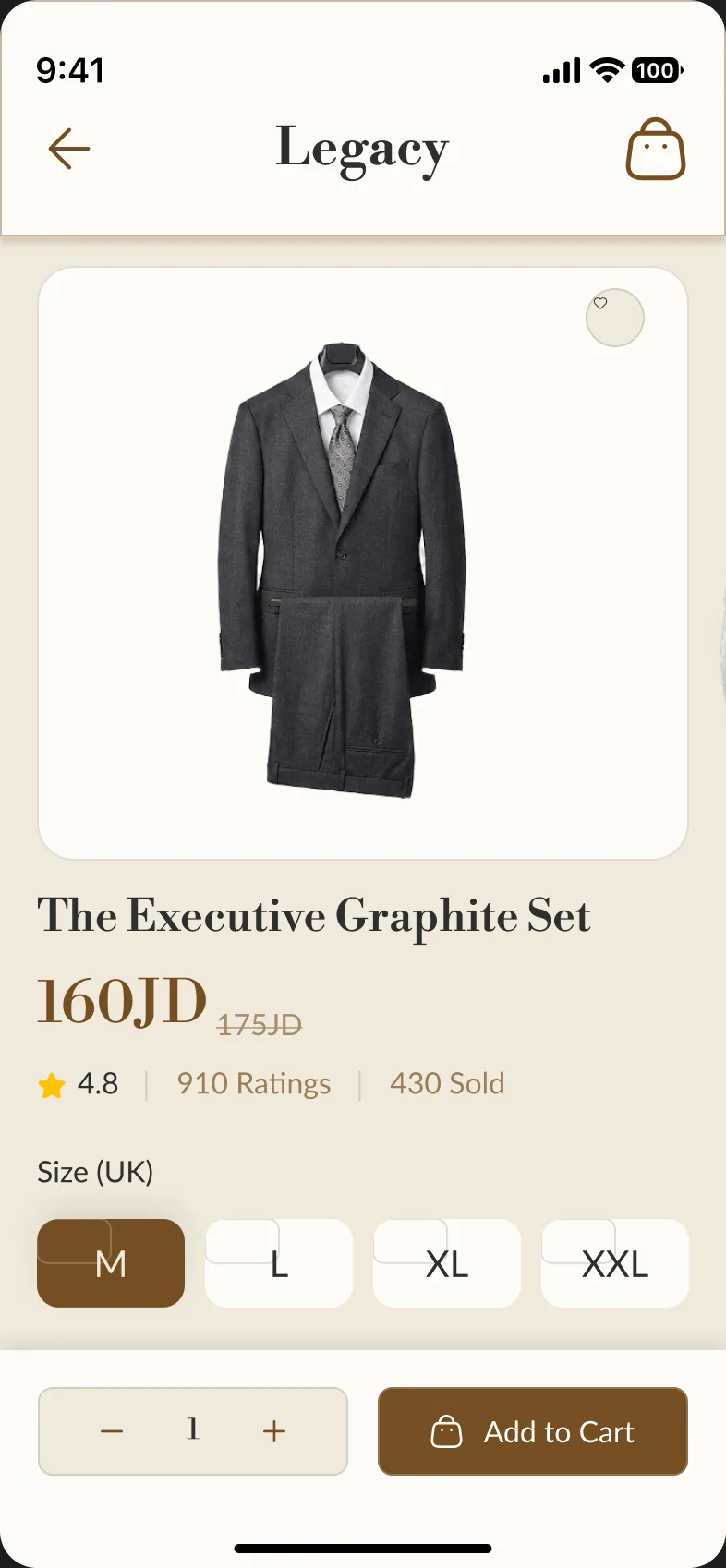 Product: size chosen up front